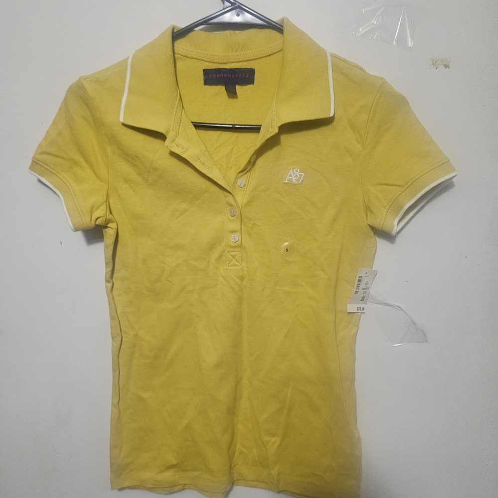 Aeropostale Women's Yellow Polo Shirt